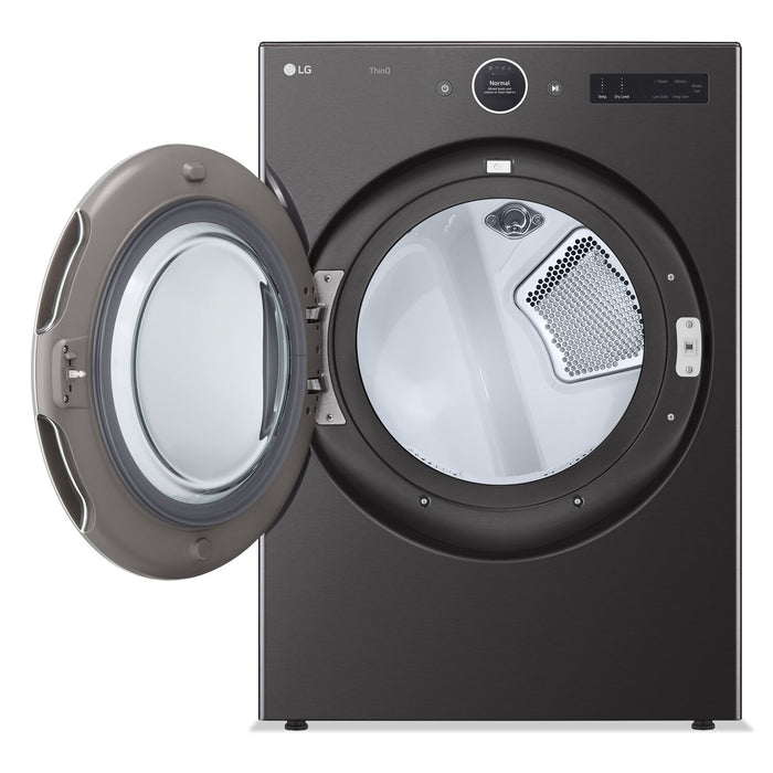 Sécheuse électrique intelligente LG de 7,4 pi³ avec vapeur - acier noir - superposable - DLEX6700B