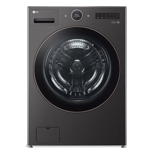 Laveuse à la vapeur intelligente haute efficacité LG à chargement frontal de 5,8 pi³ - acier noir - superposable - WM6500HBA