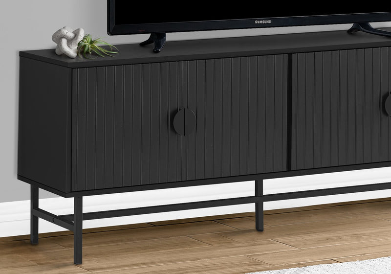 Meuble pour téléviseur moderne Jase de 59 po avec rangement et système de gestion des câbles pour téléviseurs jusqu’à 65 po - noir