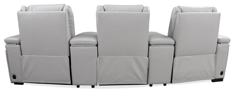 Sièges à inclinaison électrique de cinéma maison Cinema de 112,6 po en tissu d’apparence cuir avec 3 sièges - gris brume cosmique
