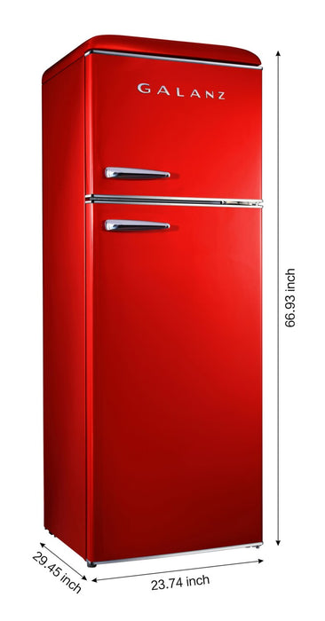 Réfrigérateur Galanz de 12 pi³ et de 23,7 po à congélateur supérieur - rouge Hot Rod - GLR12TRDEFR