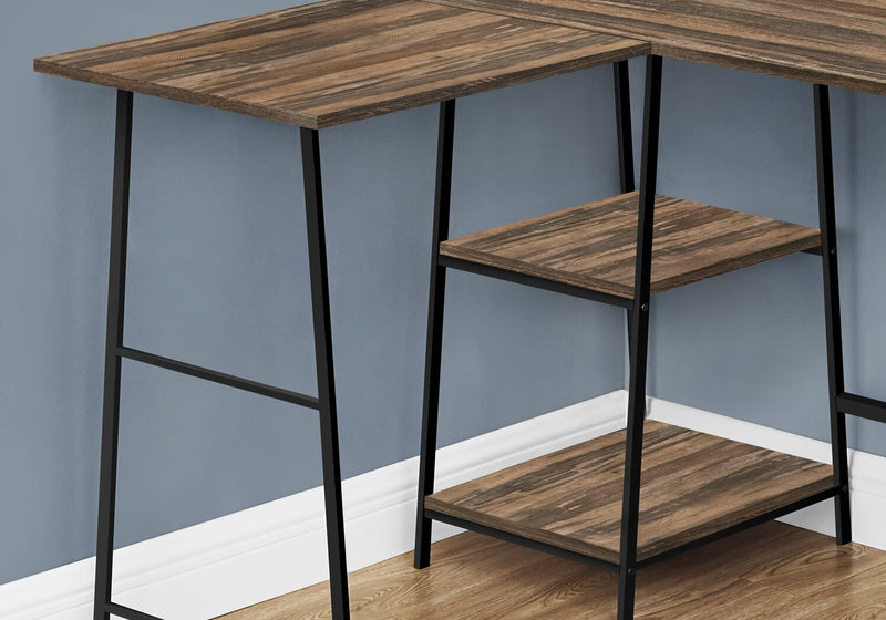 Bureau en forme de L Evlin de 42 po à tablettes - brun