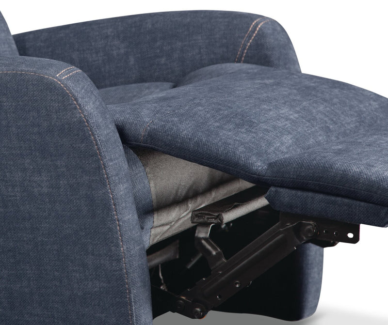 Fauteuil pivotant, coulissant et inclinable Jeffry de 30,3 po en tissu de velours - bleu indigo