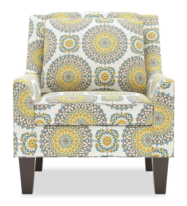 Fauteuil d’appoint club Sofa Lab personnalisable de 29 po fabriqué au Canada en tissu avec pattes en bois - Jade multicolore