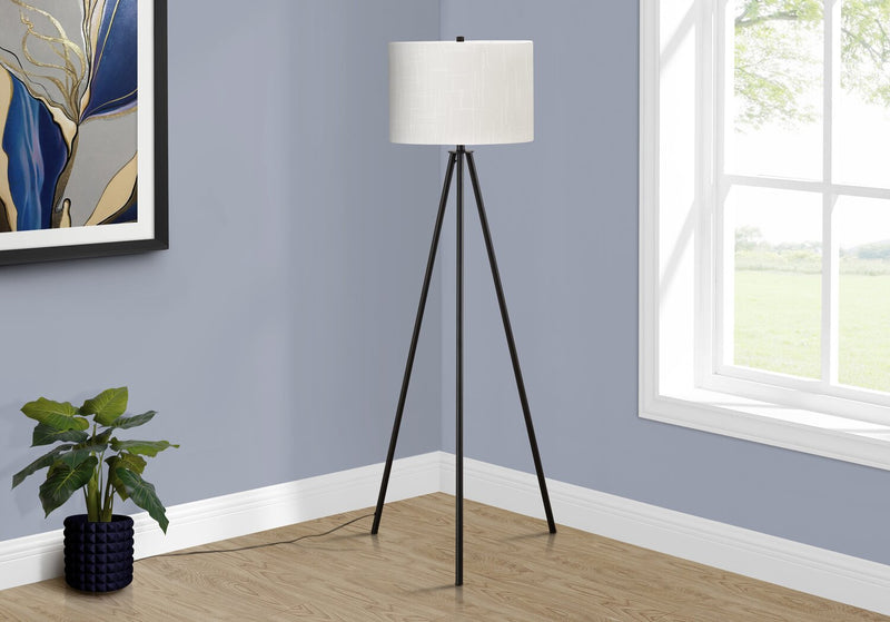 Lampe à pied de type trépied de 63 po en métal noir