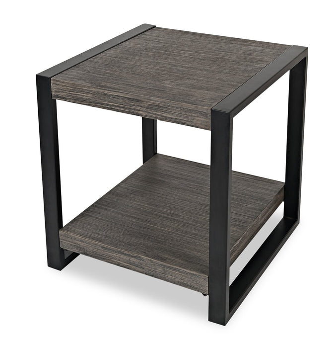 Table de bout moderne Apex 23 po avec tablette - grise avec pattes en métal noir