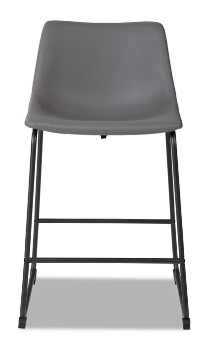 Tabouret Cole de hauteur comptoir en tissu de cuir végétalien et en métal - gris