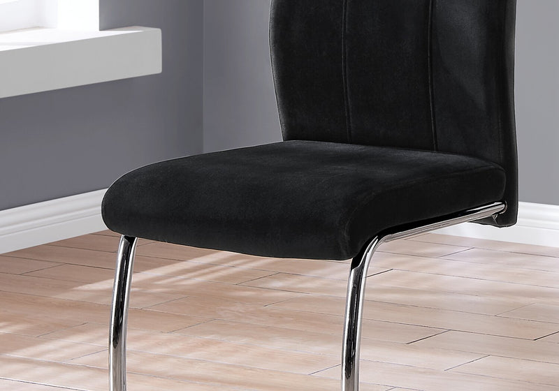 Chaise de salle à manger Ross en tissu d’apparence velours et en métal - noire