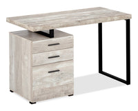 Bureau réversible Clayton de 47,25 po à 3 tiroirs - taupe clair