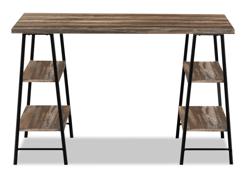 Bureau Jonnie de 47,25 po avec pattes de type chevalet - brun