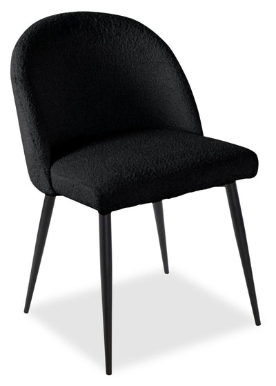 Bali Dining Chair with Boucle Fabric, Metal - Black | Chaise de salle à manger Bali en tissu bouclé et en métal - noire