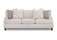  Sofa Ainsley de 93 po en tissu d’apparence lin avec pattes en bois et 4 coussins décoratifs - beige lin