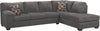 Sofa-lit sectionnel de droite Morty 2 pièces fabriqué au Canada en tissu de chenille avec coussins décoratifs - gris