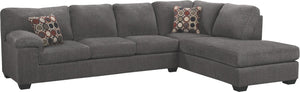 Sofa-lit sectionnel de droite Morty 2 pièces en chenille - gris