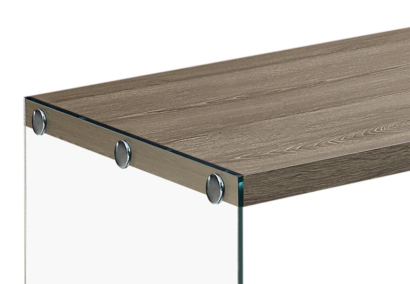 Table à café moderne Aria de 44 po - gris-brun avec base en verre