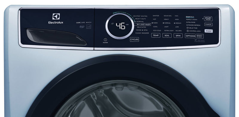 Laveuse à la vapeur haute efficacité Electrolux à chargement frontal de 5,2 pi³ - bleu glacier - superposable - ELFW7437AG