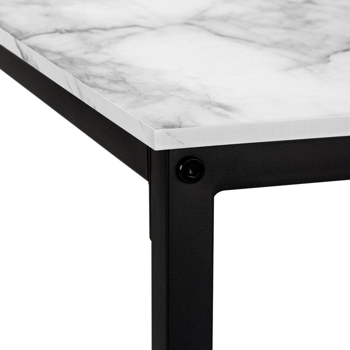 Bureau en coin en forme de L Karter de 58,25 po - apparence marbre blanc