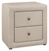 Table de nuit rembourrée Zara de 20,5 po (l) x 20,75 po (H) à 2 tiroirs - beige