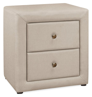 Table de nuit rembourrée Zara de 20,5 po (l) x 20,75 po (H) à 2 tiroirs - beige