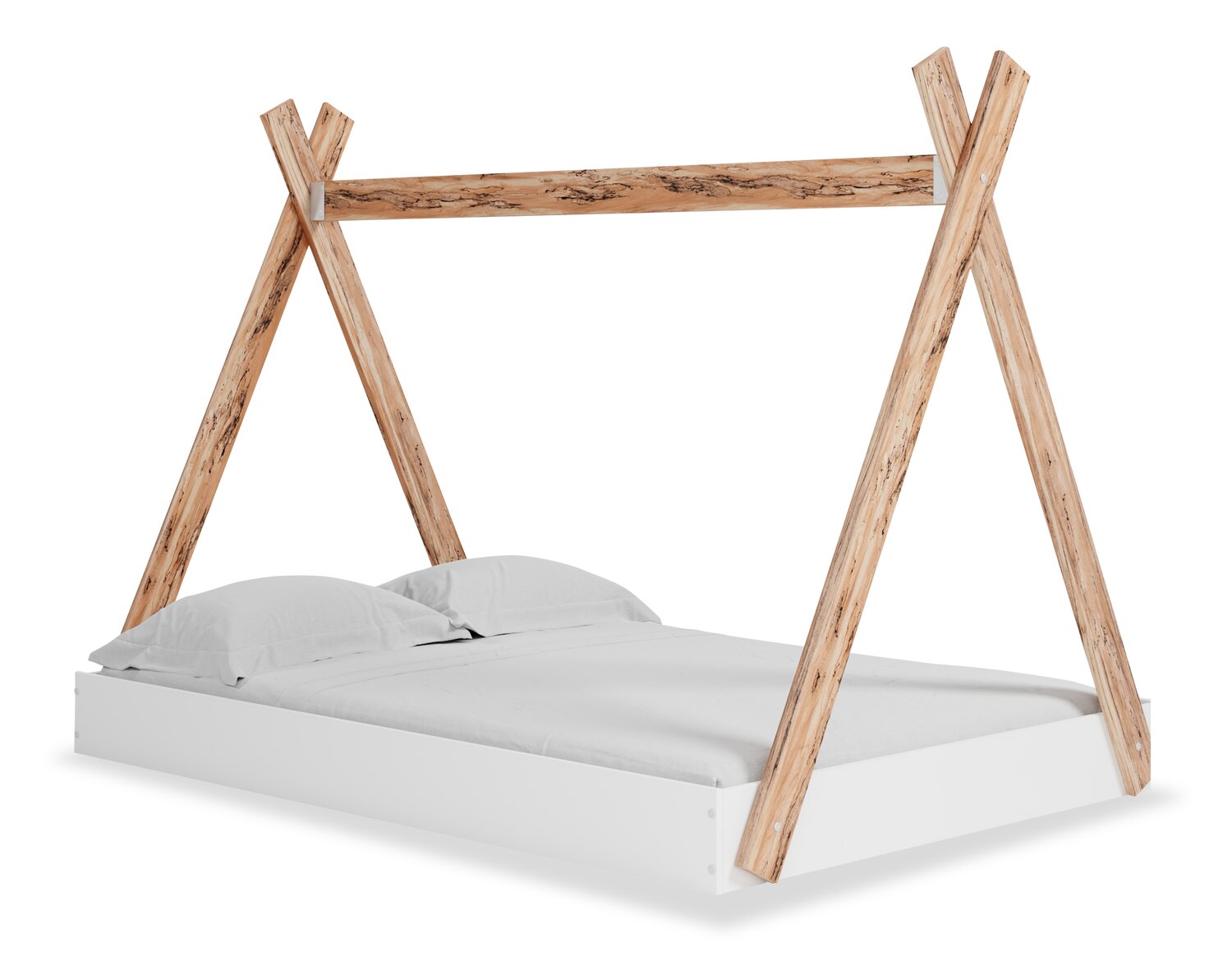 Lit plateforme Wolf en forme de tente pour enfants, deux teintes, b