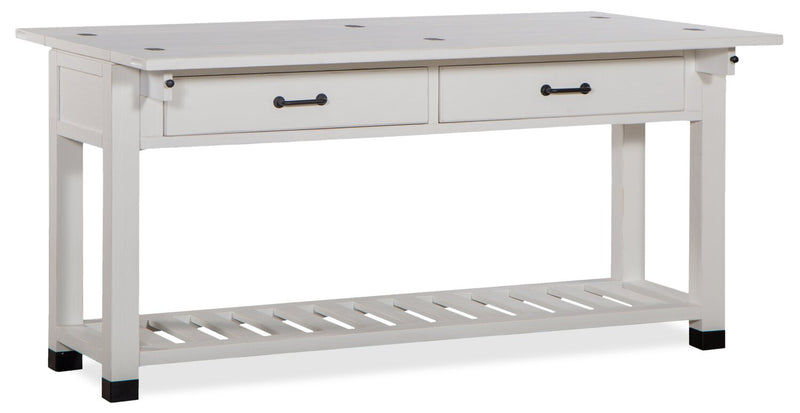 Table de salon moderne Harper de 60 po avec rangement et tablette - pin blanc