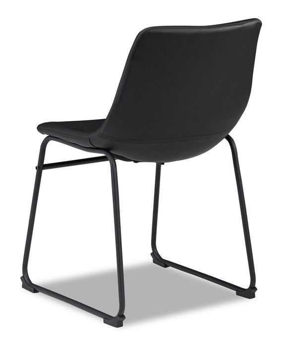 Chaise de salle à manger Cole en tissu de cuir végétalien et en métal - noire