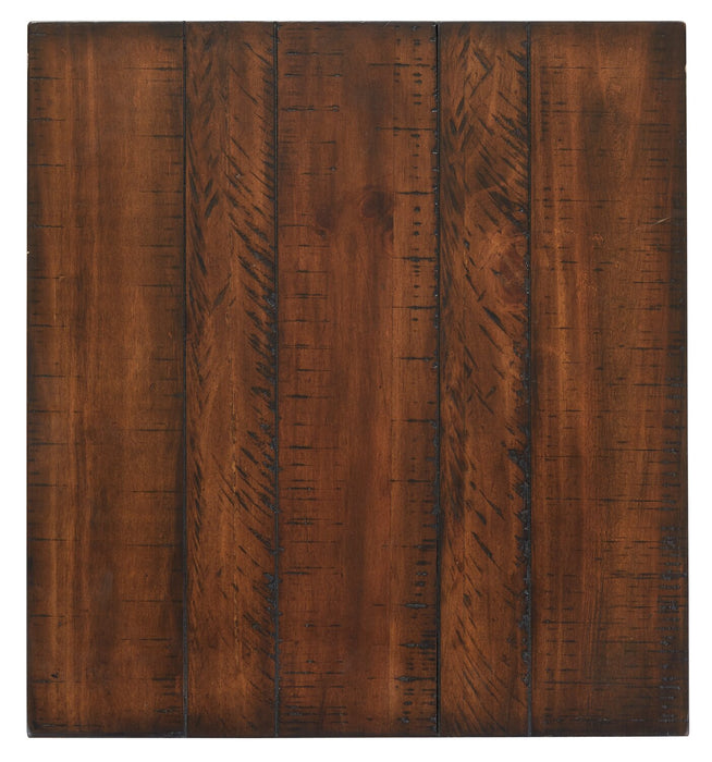 Table de bout rustique Cottage Lane de 22 po avec rangement et tablette - bois brun foncé