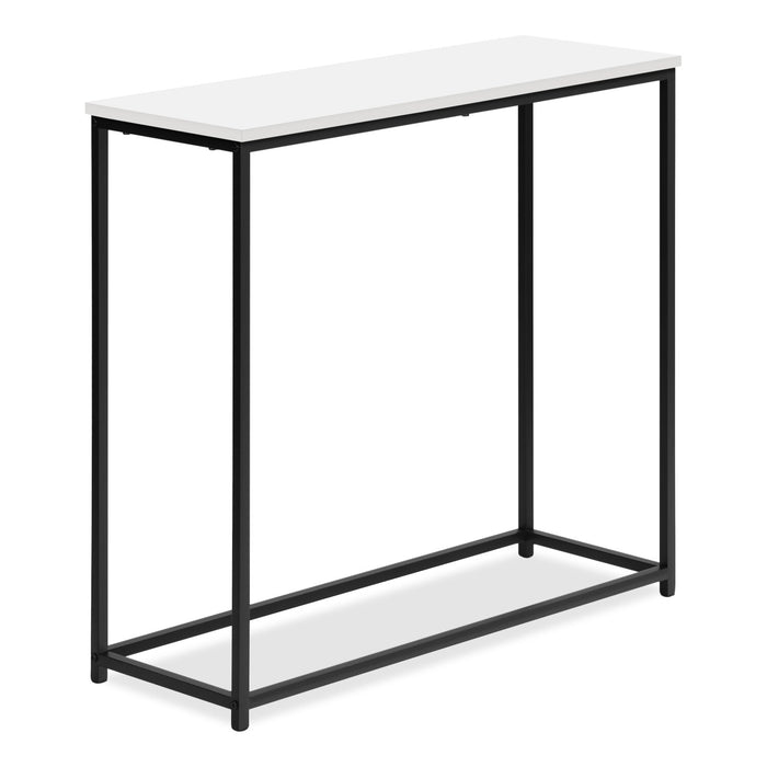Table de salon moderne Alma de 31,5 po - blanche avec armature en métal noir