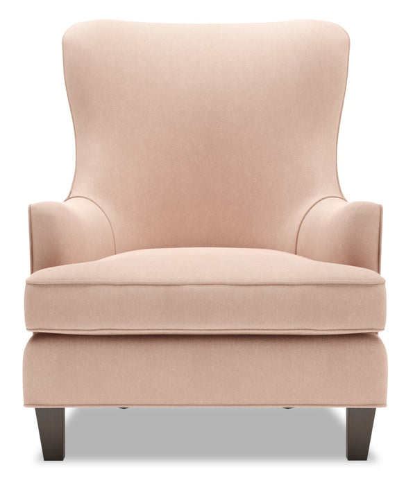 Fauteuil d’appoint à oreilles de Sofa Lab personnalisable de 32 po fabriqué au Canada en tissu d’apparence lin - rose Pax Rose