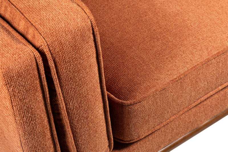 Sofa Kassia de Kort & Co. de 90,6 po en tissu d’apparence lin avec base et pattes en bois - orange