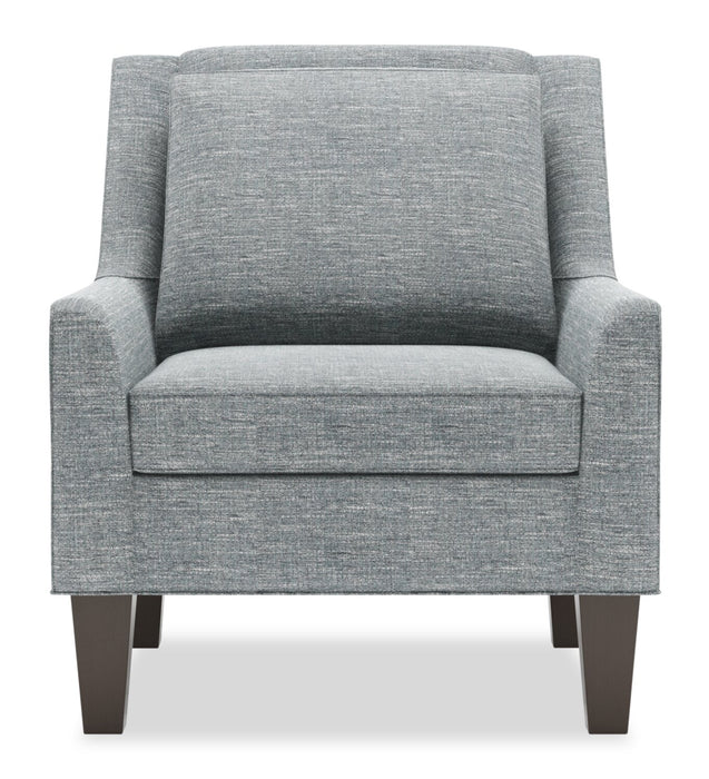 Fauteuil d’appoint club Sofa Lab personnalisable de 29 po fabriqué au Canada en tissu d’apparence lin avec pattes en bois - gris Luna Pewter