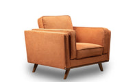  Fauteuil Kassia de Kort & Co. de 40,9 po en tissu d’apparence lin avec base et pattes en bois - orange