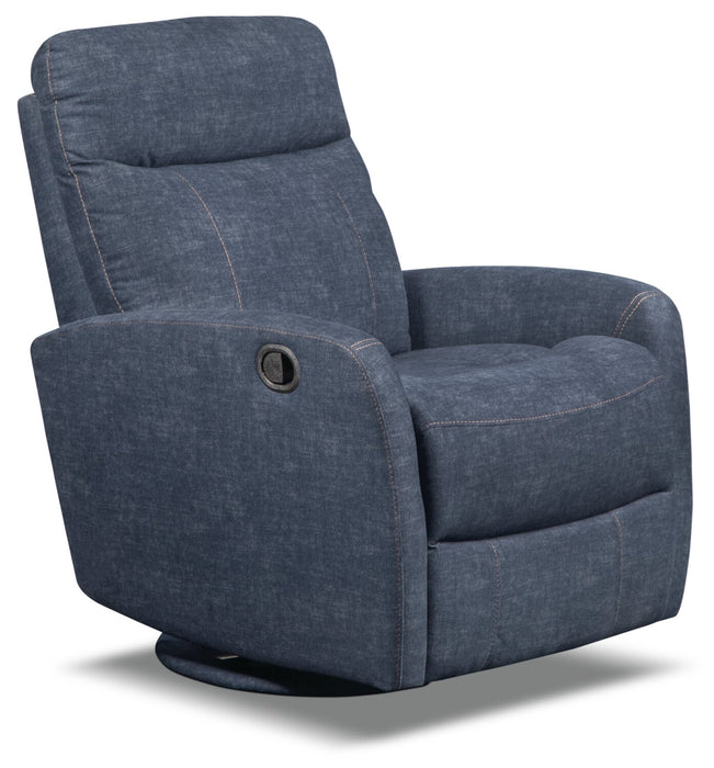 Fauteuil pivotant, coulissant et inclinable Jeffry de 30,3 po en tissu de velours - bleu indigo