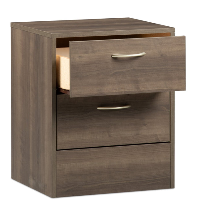Table de nuit Arlo de 18,3 po (L) x 22 po (H) à 2 tiroirs, fabriquée au Canada - gris-brun