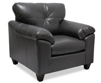  Fauteuil Addison de 42 po fabriqué au Canada en tissu d’apparence cuir avec coussin de dossier capitonné - gris