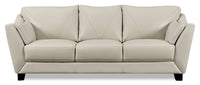  Sofa Lusso de Château d’Ax de 92 po en cuir véritable à 100 % avec pattes en bois - gris fumée