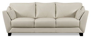 Sofa Lusso de Château d’Ax de 92 po en cuir véritable à 100 % avec pattes en bois - gris fumée