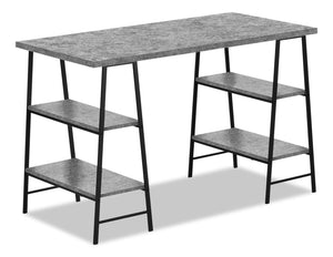 Bureau Jonnie de 47,25 po avec pattes de type chevalet - imitation de pierre grise