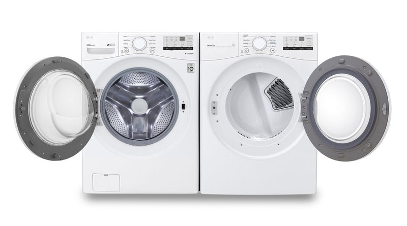 Laveuse à chargement frontal de 5,2 pi³ et sécheuse électrique de 7,4 pi³ de LG - blanches
