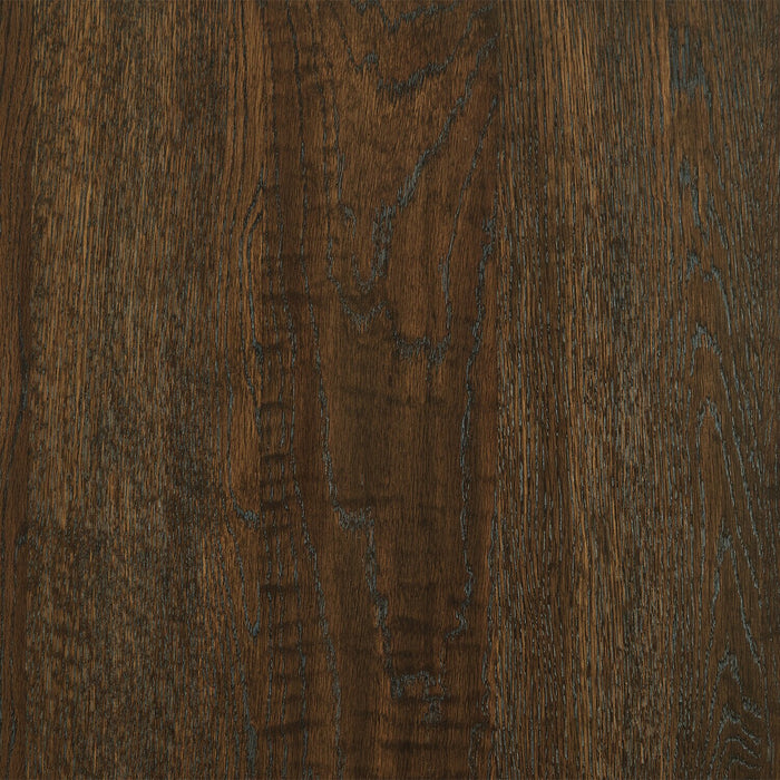 Table de bout ronde contemporaine Terza de 23,5 po - dessus en bois brun foncé avec pattes en métal bronze