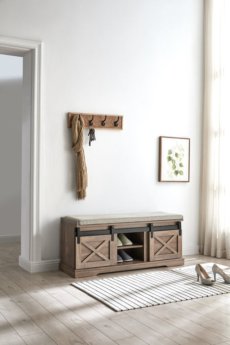 Banc Gavin de 47,25 po avec rangement pour chaussures - noisette