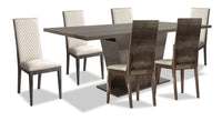  Ensemble de salle à manger Gino 7 pièces avec table et 6 chaises - fabriqué en Italie, rallonge de 63 po à 86 po (L), moderne - brun