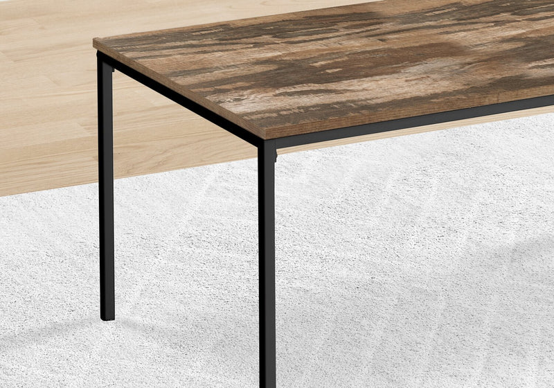 Ensemble 3 tables modernes Easton de 42 po (table à café et 2 tables de bout) - brun avec pattes en métal noir