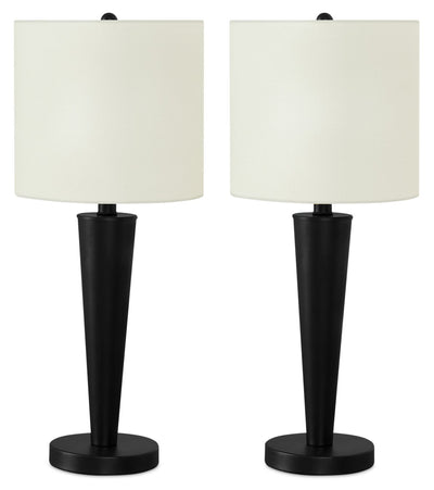 24" Black Metal 2-Piece Set, with Two Table Lamps and USB Charging|Ensemble 2 lampes de table de 24 po en métal noir avec recharge USB