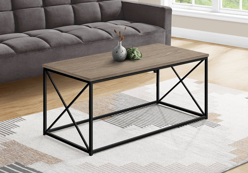 Table à café moderne Millie de 40,5 po - taupe avec base en métal noir