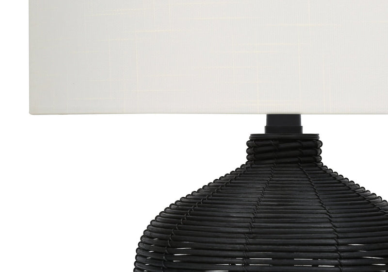 Lampe de table de 23 po en rotin noir