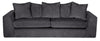 Sofa Harper de 99 po en tissu de velours avec accoudoirs rectilignes et coussins décoratifs - gris anthracite