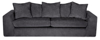  Sofa Harper de 99 po en tissu de velours avec accoudoirs rectilignes et coussins décoratifs - gris anthracite