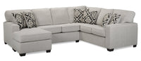  Sofa sectionnel de gauche Verona 2 pièces fabriqué au Canada en tissu d’apparence lin avec coussins amovibles - beige