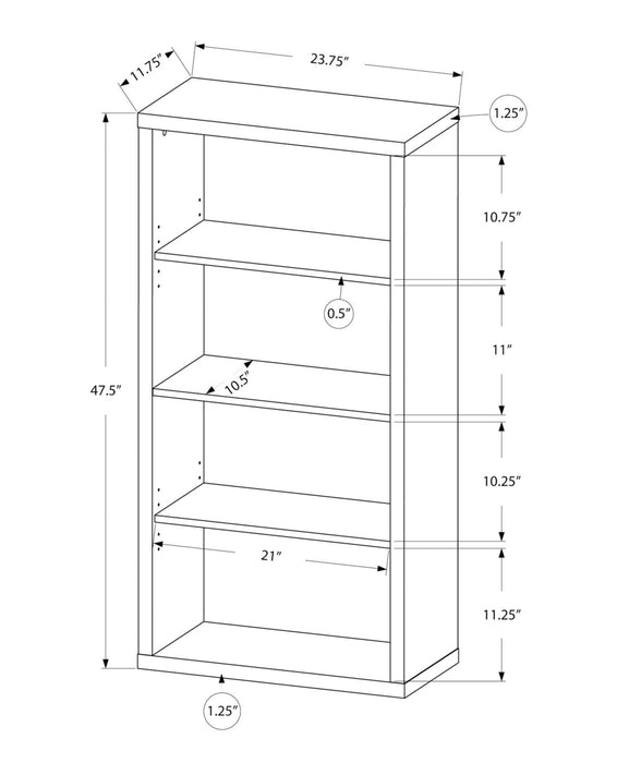 Bibliothèque Slade de 23,75 po à 4 tablettes - brune